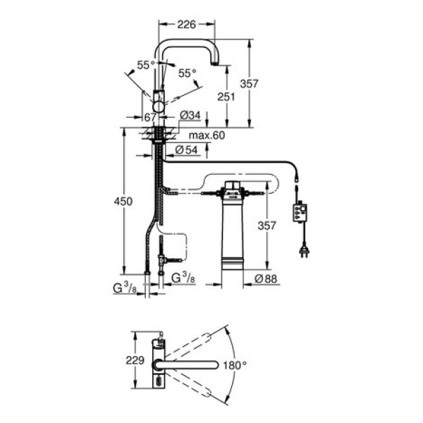 Смеситель со стартовым комплектом GROHE Blue Pure 31299DC1