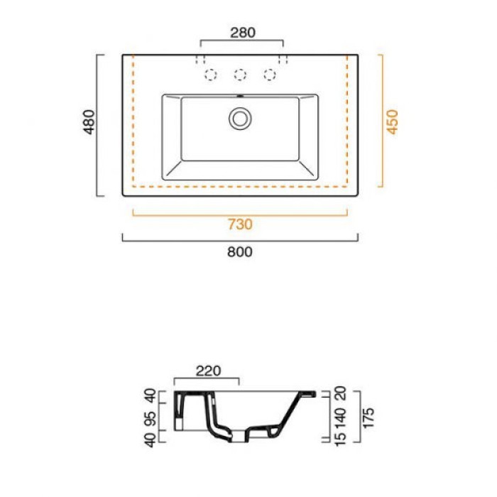 Керамическая раковина 105 см Catalano Star