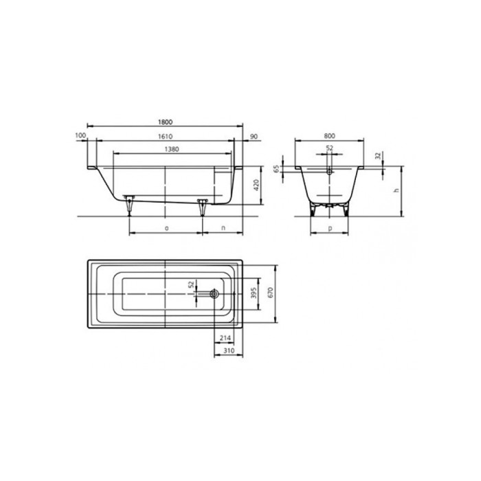 Kaldewei Puro 180x80 (256300010001) Kaldewei Puro 180x80 (256300010001)