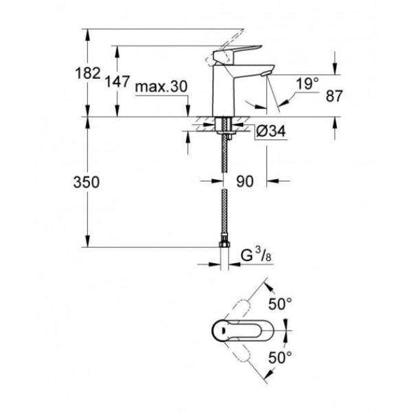 Grohe BauEdge Смеситель однорычажный для раковины S-Size (23330000)