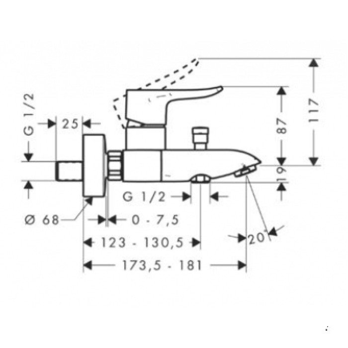 Смеситель для ванны Hansgrohe Metris 31480000