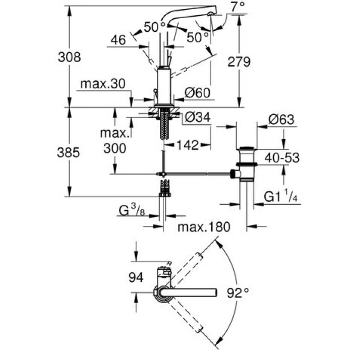 Смеситель для раковины Grohe Atrio L-Size 32129001 Смеситель для раковины Grohe Atrio L-Size 32129001
