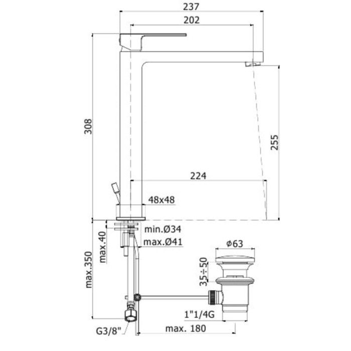 Смеситель для раковины Paffoni Elle (EL085NO)