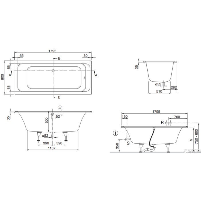Ванна акриловая Villeroy&Boch Architectura UBA180ARA2V-01