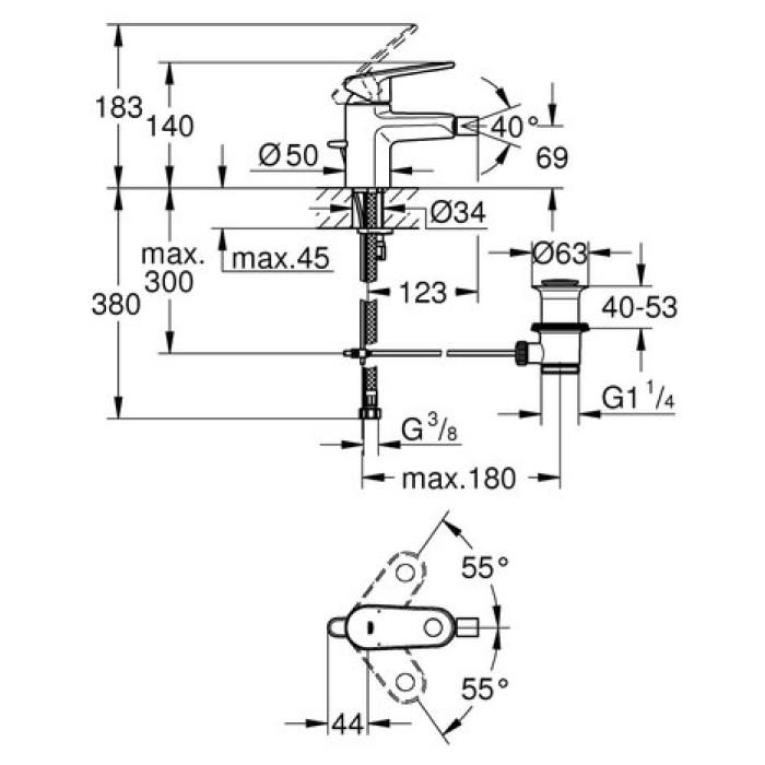 Смеситель для биде Grohe Europlus S-Size 33241002