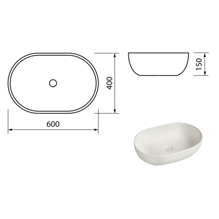 Раковина на столешницу DEVIT LAGUNA 1011110 с керамическим донным клапаном (2 пак)