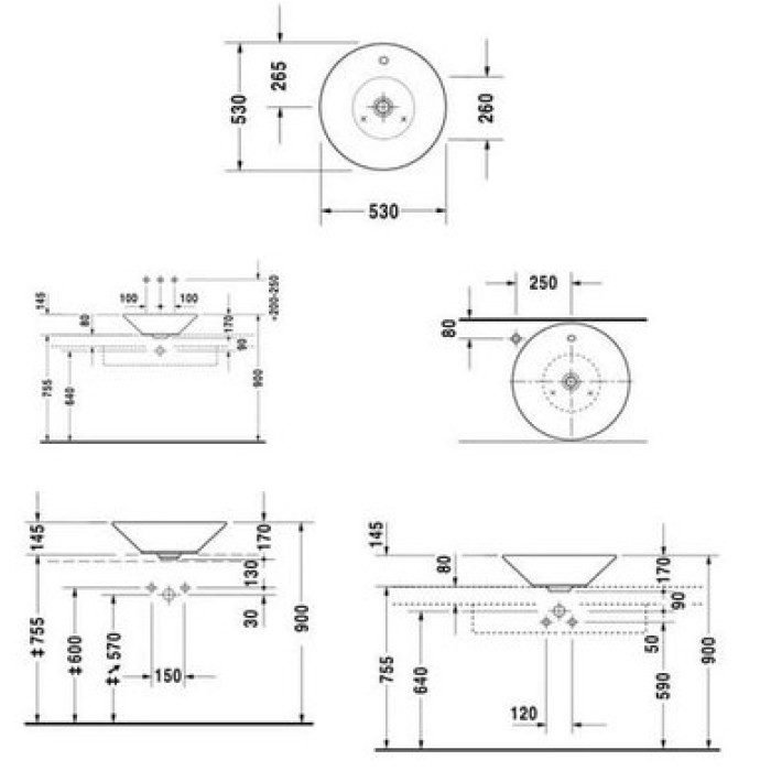 Плитка керамогранит Керамическая раковина 53 см Duravit Starck 1 0408530000 для пола