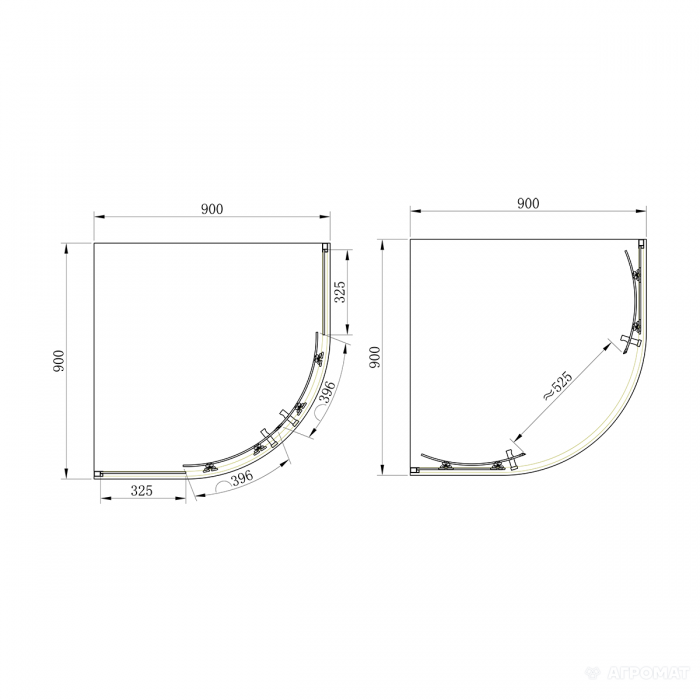 Душевая кабина PRIMERA Frame SHQP51906 1/4 круга 90х90 см, стекло шиншилла