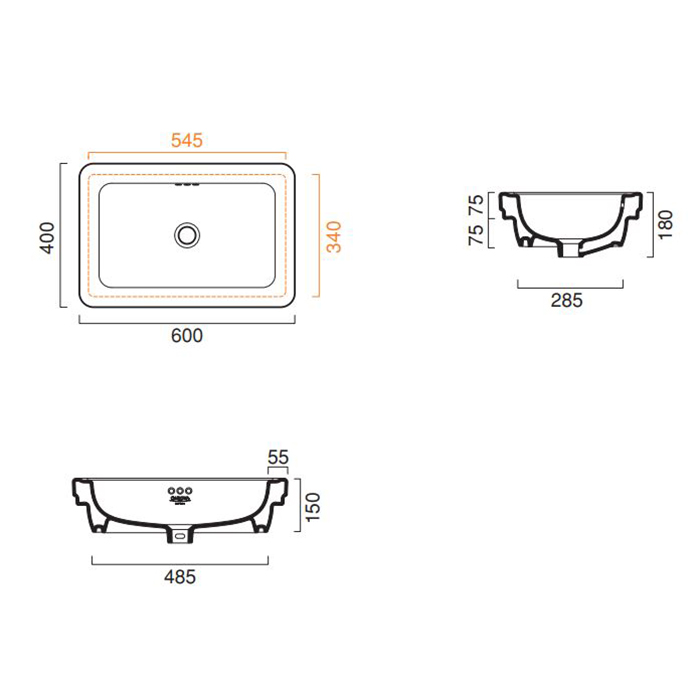 Керамическая раковина 60 см Catalano Canova Royal