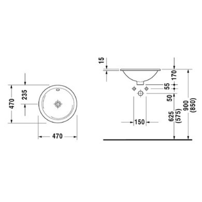 Плитка керамогранит Керамическая раковина 47 см Duravit Architec 0468470000 для пола