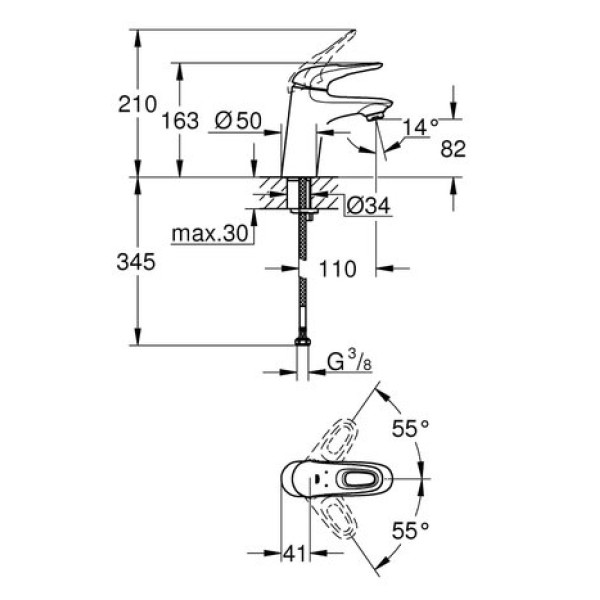 Смеситель для раковины Grohe Eurostyle S-Size 32468003