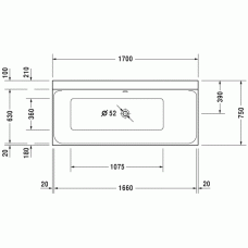P3 Comforts ванна прямоугольная 170 см 700376000000000 в интернет-магазине «Estet Room»