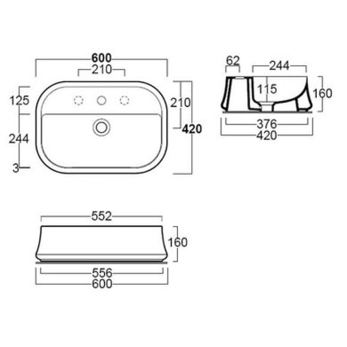 Керамическая раковина 60 см Simas Sharp SH 09 Керамическая раковина 60 см Simas Sharp SH 09