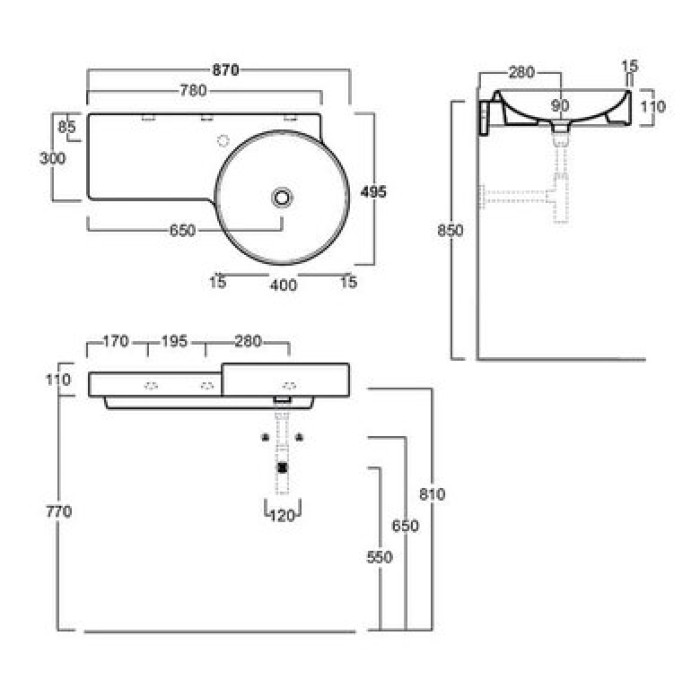 Керамическая раковина 87 см Simas Flow FL 05