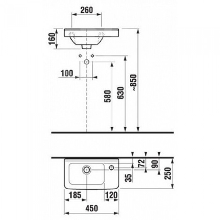 Раковина JIKA CUBITO H8114240001061 смеситель справа