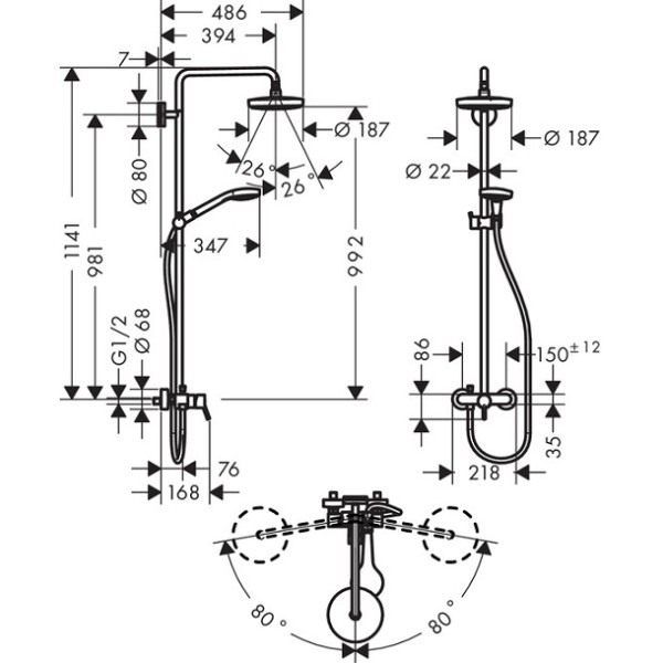 Душевая система Hansgrohe Croma Select S (27255400)
