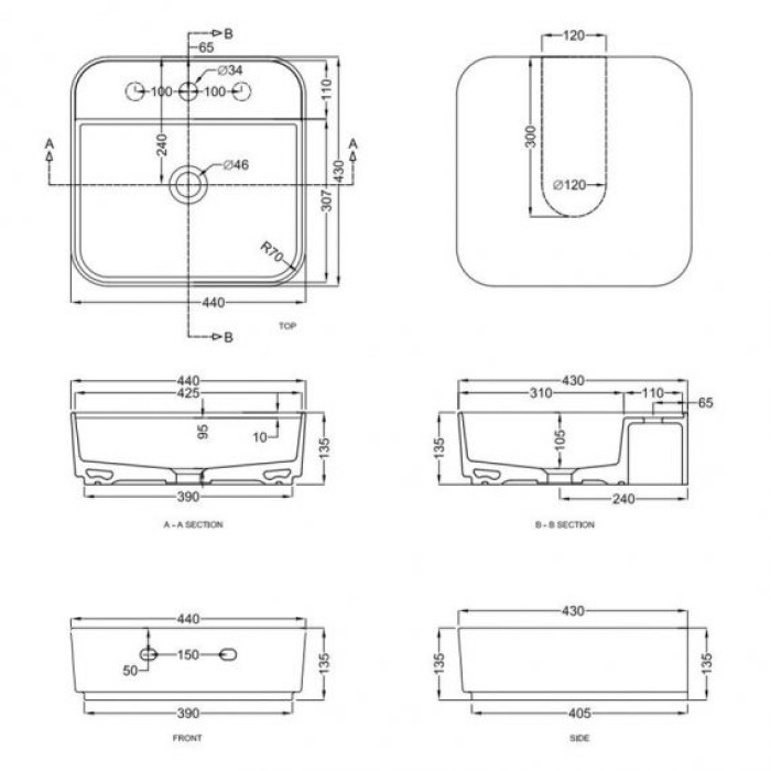 Керамическая раковина 44 см Cielo Shui Comfort