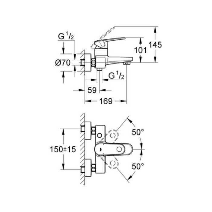 Смеситель для ванны Grohe Europlus 33553002 Смеситель для ванны Grohe Europlus 33553002