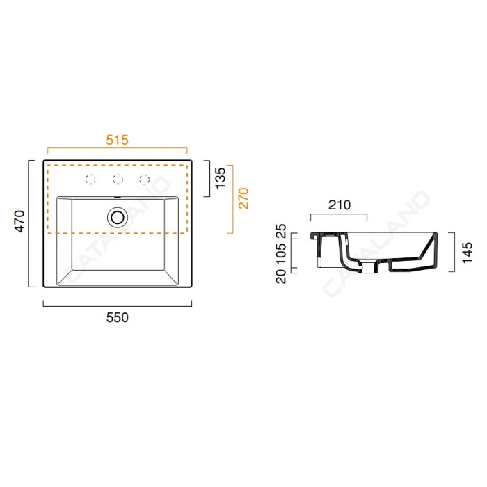 Керамическая раковина 55 см Catalano Premium