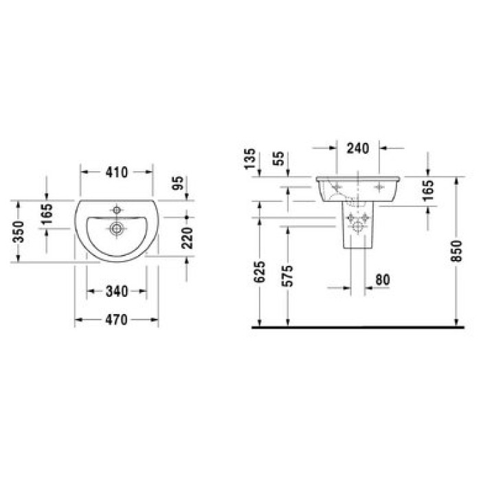 Плитка керамогранит Керамическая раковина 47 см Duravit Darling New 0731470000 для пола