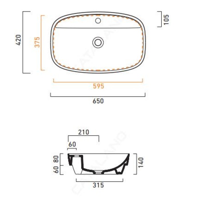 Керамическая раковина 65 см Catalano Green Lux