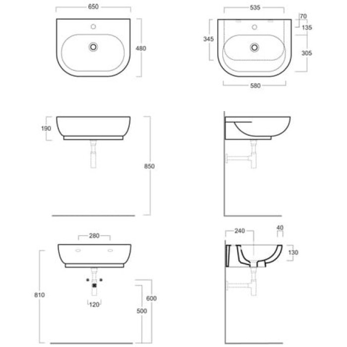 Керамическая раковина 65 см Simas E-Line EL 10