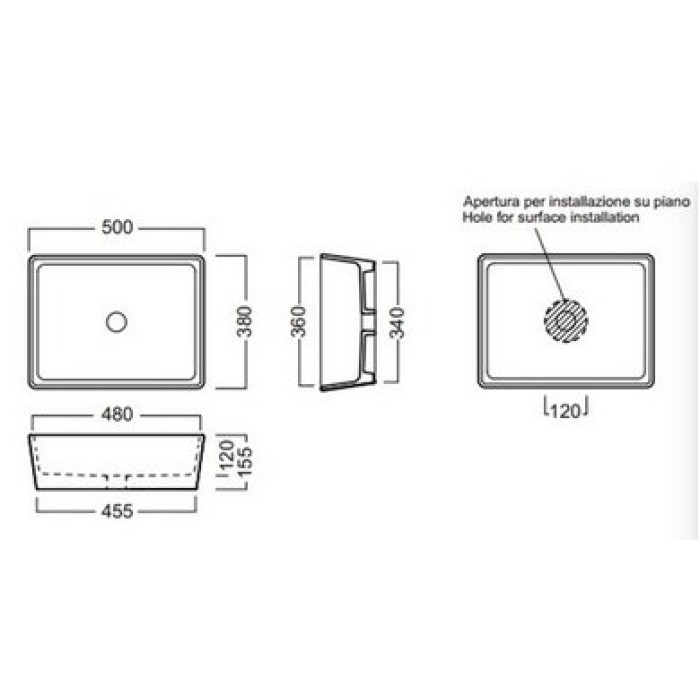 Керамическая раковина 50 см Hatria Happy Hour 11:00, антрацит (A0YxSL08)