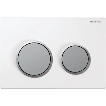 Клавиша смыва Geberit Omega20 пластик, белый/хром матовый 115.085.KL.1