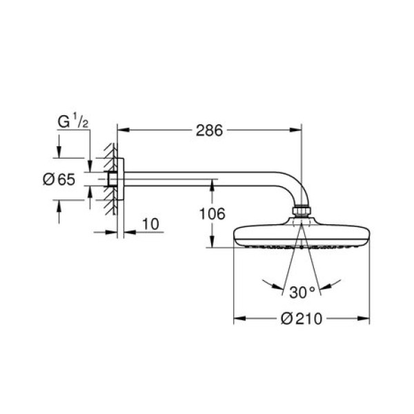 Верхний душ Grohe New Tempesta 210 26411000