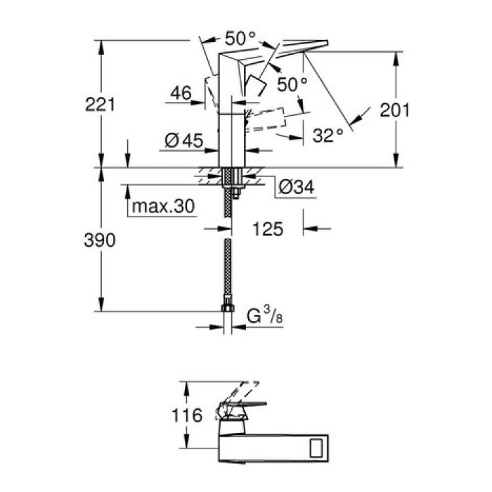 Смеситель для раковины Grohe Allure Brilliant L-Size 23112000