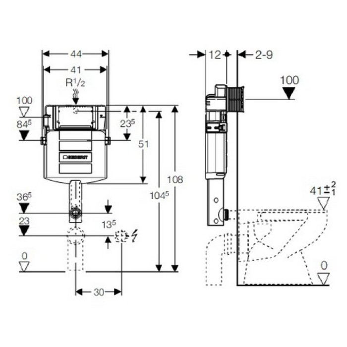Скрытый смывной бачок GEBERIT Sigma 109.300.00.5