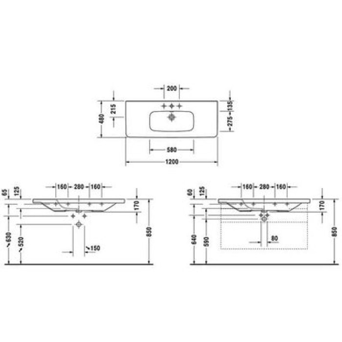 Плитка керамогранит Керамическая раковина 120 см Duravit DuraStyle 2320120000 для пола