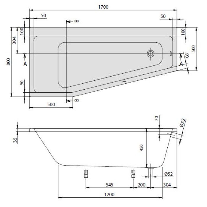 Ванна акриловая Villeroy&Boch Subway UBA178SUB3LIV-01