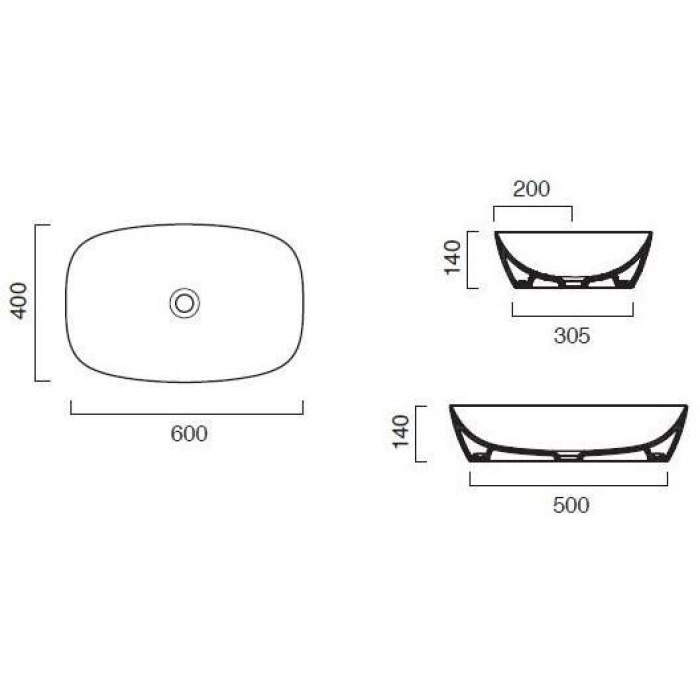 Керамическая раковина 60 см Catalano Green Lux, nero satinato