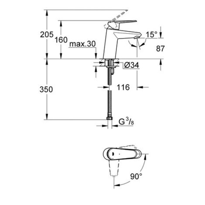 Смеситель для раковины Grohe Eurodisc Cosmopolitan S-Size 2338220E Смеситель для раковины Grohe Eurodisc Cosmopolitan S-Size 2338220E