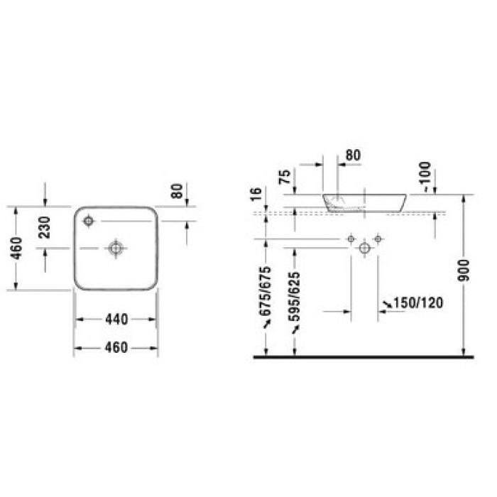 Плитка керамогранит Керамическая раковина 46 см Duravit Starck 1 2322460000 для пола