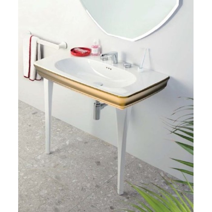 Керамическая раковина 90 см Artceram Civitas, white glossy/gold stripe (CIL002 01;91)