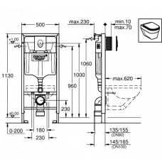 Инсталляция для унитаза Grohe Rapid SL 38722001 с клавишей смыва и креплением