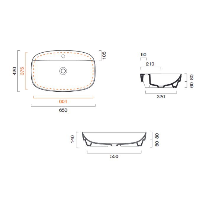 Керамическая раковина 65 см Catalano Green Lux, verde satinato