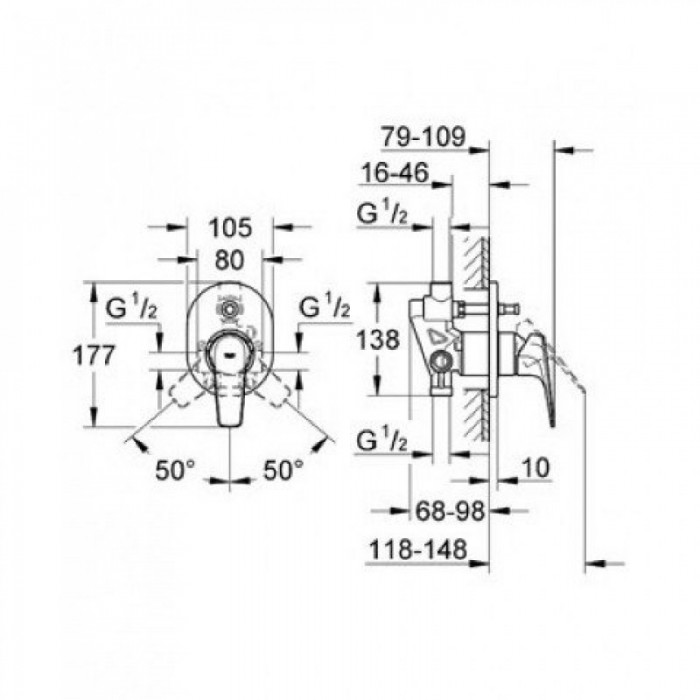 Grohe BauFlow Однорычажный смеситель для ванны (29045000)