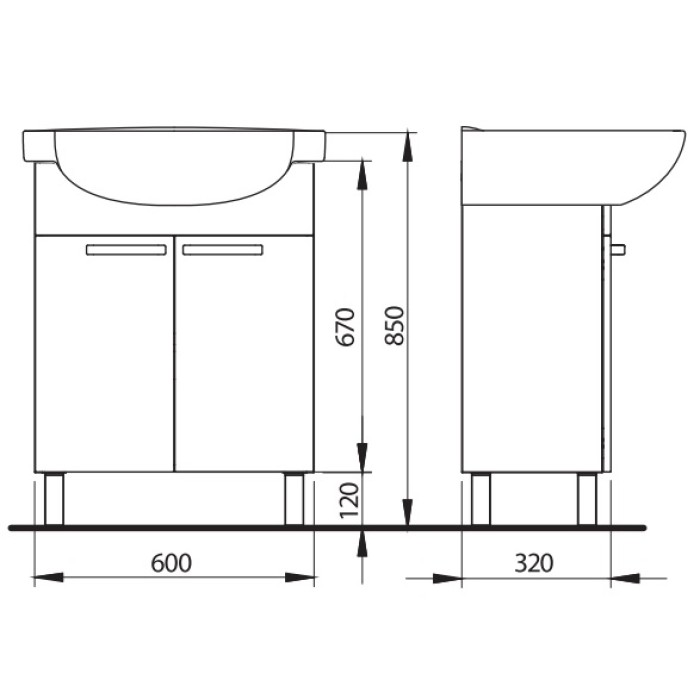 Тумба под умывальник Kolo Freja 89359001 белая 65 см