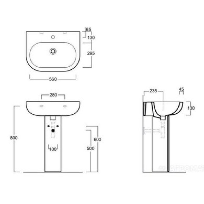 Керамическая раковина 65 см Simas E-Line EL 05
