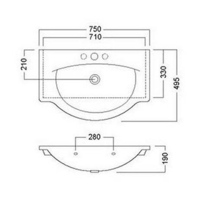 Керамическая раковина 75 см Hatria Sophie, белый (Y0FG01) Керамическая раковина 75 см Hatria Sophie, белый (Y0FG01)