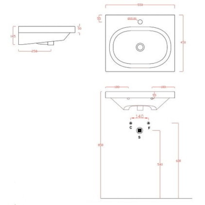 Керамическая раковина 55 см Artceram Blend (BLL004 01;00)