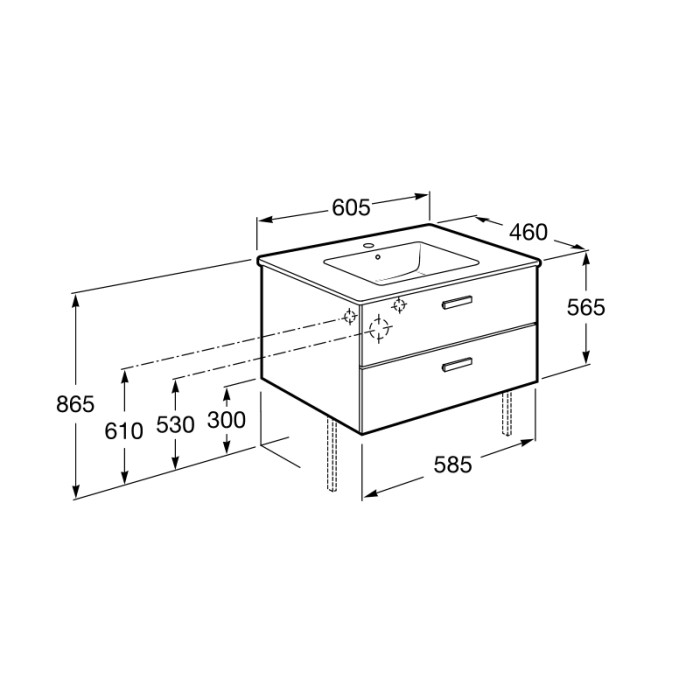 Тумба Roca Victoria A855854422 с умывальником 60 см