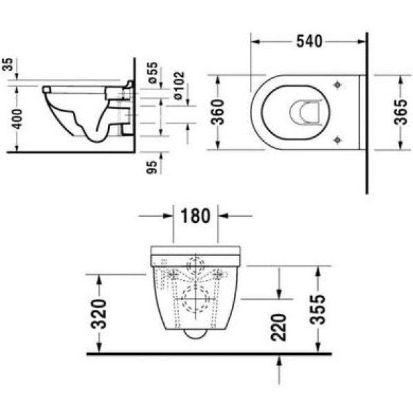 Плитка керамогранит Подвесной унитаз Duravit Starck 3 2225090000 для пола