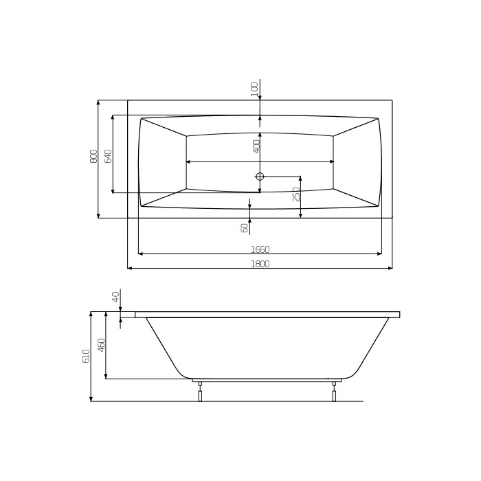 Ванна акриловая 180*80см ROCA VITA A24T074000 с ножками Ванна акриловая 180*80см ROCA VITA A24T074000 с ножками