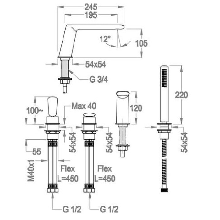 Смеситель для ванны Fir Dynamica JK 89 (89.4856.2.10.00) Смеситель для ванны Fir Dynamica JK 89 (89.4856.2.10.00)
