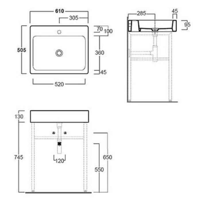 Керамическая раковина 61 см Simas Frozen U 60
