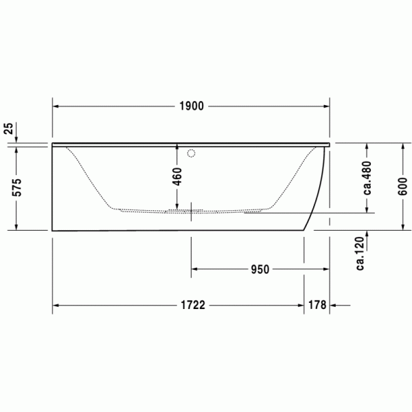 Darling New ванна асимметричная 190 см 700246000000000 в интернет-магазине «Estet Room»